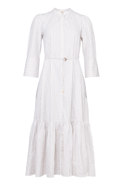 Seersucker Button Down Dress - Khaki Stripe