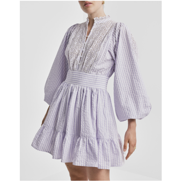 Seersucker Mini Dress - Lilac Stripe