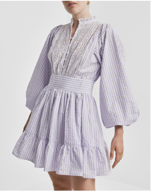 Seersucker Mini Dress - Lilac Stripe