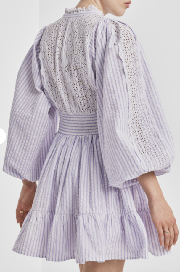 Seersucker Mini Dress - Lilac Stripe - Image 2