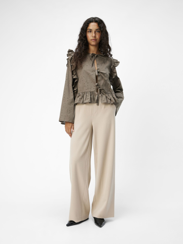 OBJLisa wide pant, beige - Image 1