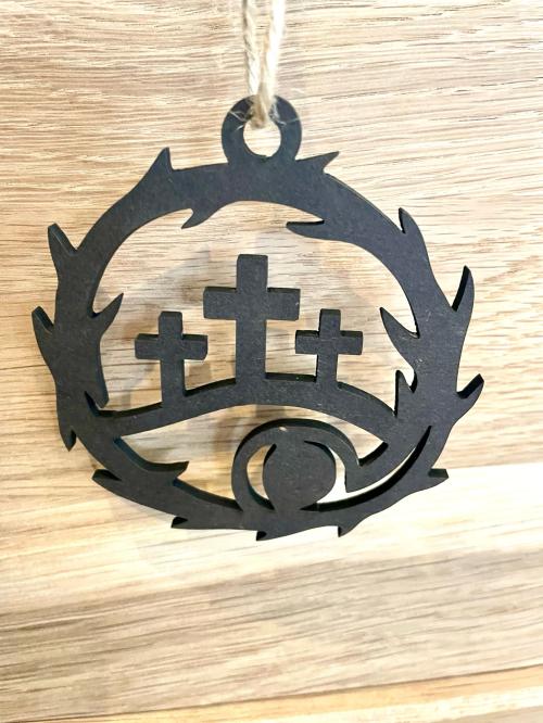 Påskepynt oppheng tre kors og krans