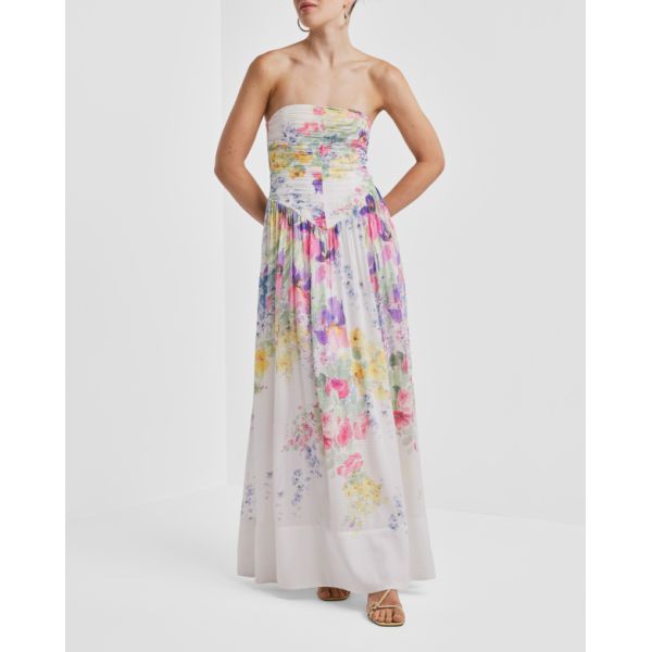 Dotted Georgette Bandeau Dress - Flower Meadow 