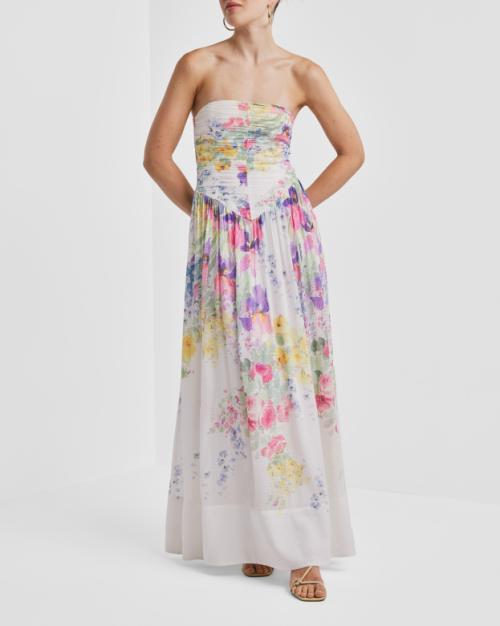 Dotted Georgette Bandeau Dress - Flower Meadow 