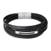 Armb&aring;nd i skinn og st&aring;l, svart