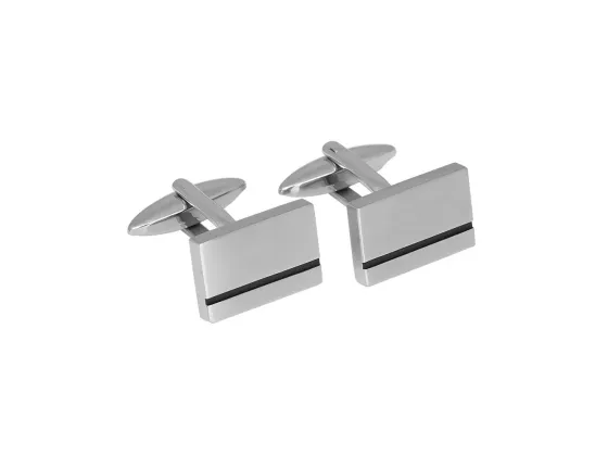 Mansjettknapper, st&aring;l med svart strek