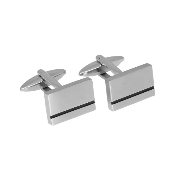 Mansjettknapper, st&aring;l med svart strek