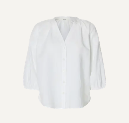 Cleo-Alberta Linen Blend Shirt - Bright White 