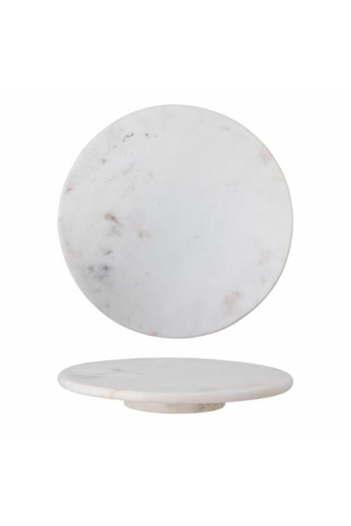 Ellin Fad på drejefod - Hvid, marmor