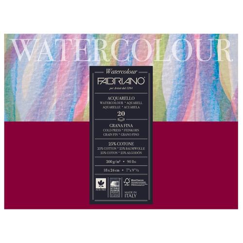 Fabriano Watercolour Akvarellblokk 200g GF – 20ark – 18x24cm