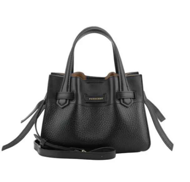 Blossom Cowhide Leather Medium Satchel Bag - Black 20031 - Image 2