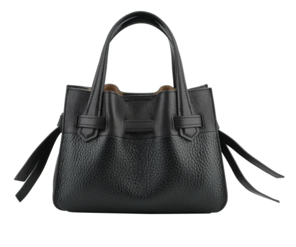 Blossom Cowhide Leather Medium Satchel Bag - Black 20031 - Image 4