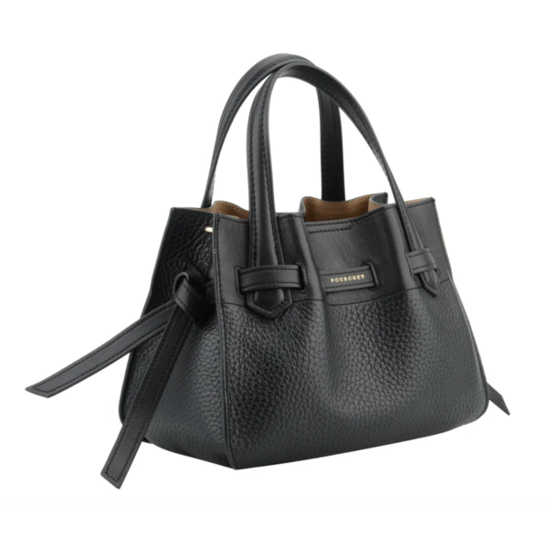 Blossom Cowhide Leather Large Satchel Bag - Black