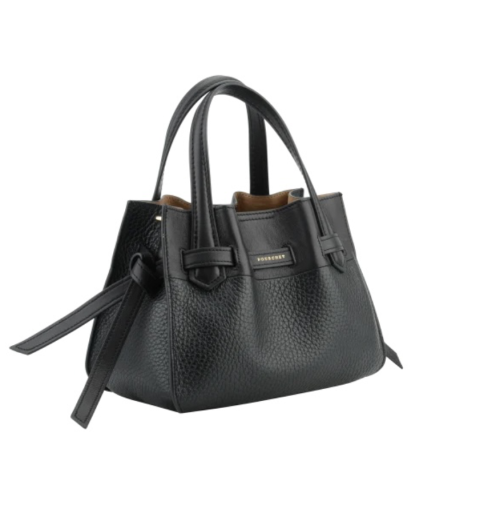 Blossom Cowhide Leather Small Satchel Bag - Black