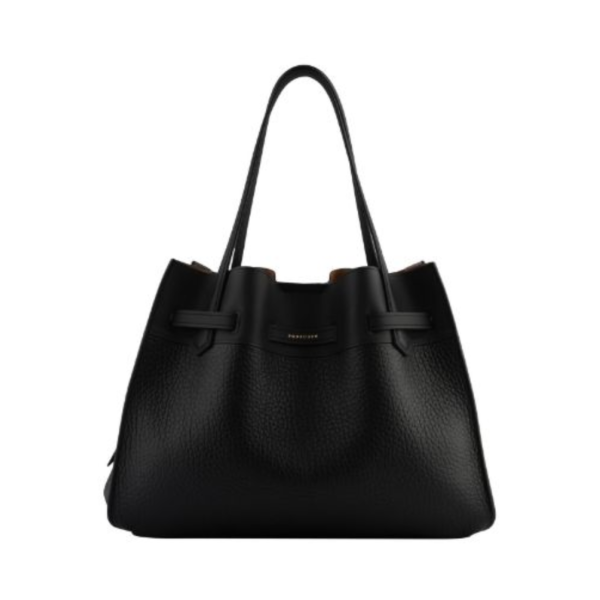 Blossom Cowhide Leather XLBag - Black