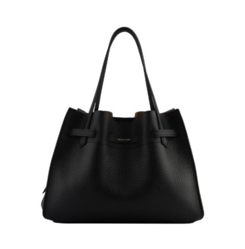 Blossom Cowhide Leather XLBag - Black