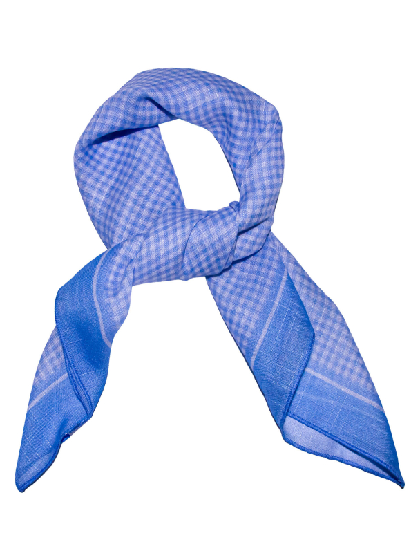 Skjerf Bomull Ruter Lys Blå 774372 - Image 1