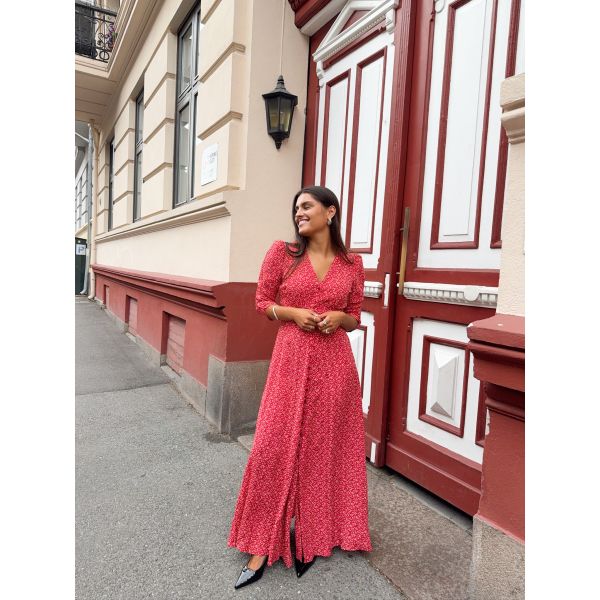 Spring Button-Down Dress - Red Dots 