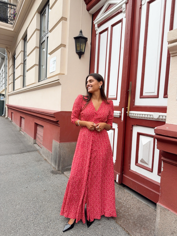 Spring Button-Down Dress - Red Dots  - Image 1