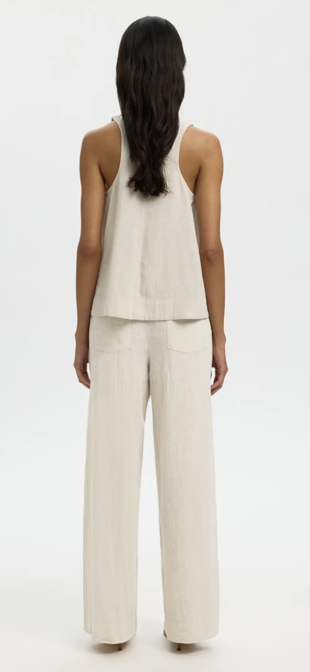 Luisa Linen Blend Top - Sandshell  - Image 2