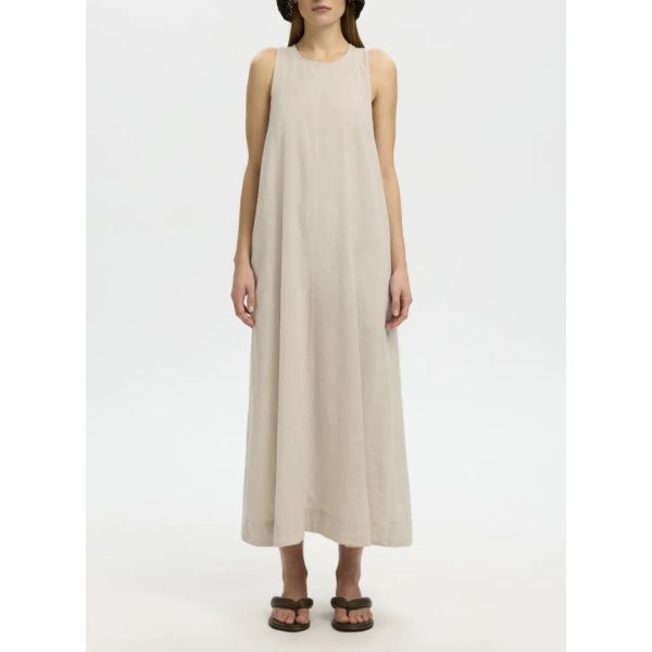 Luisa Relaxed Linen Blend Dress - Sandshell 