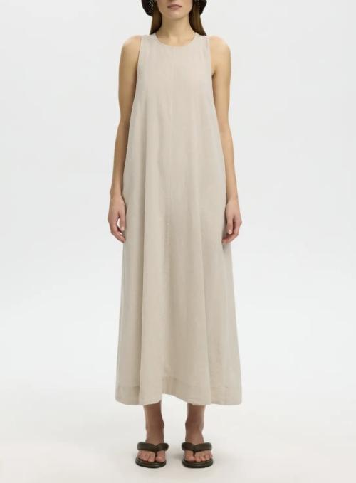 Luisa Relaxed Linen Blend Dress - Sandshell 