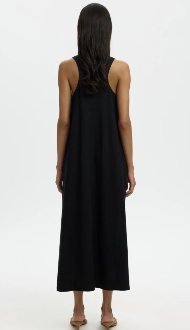 Luisa Relaxed Linen Blend Dress - Black  - Image 2