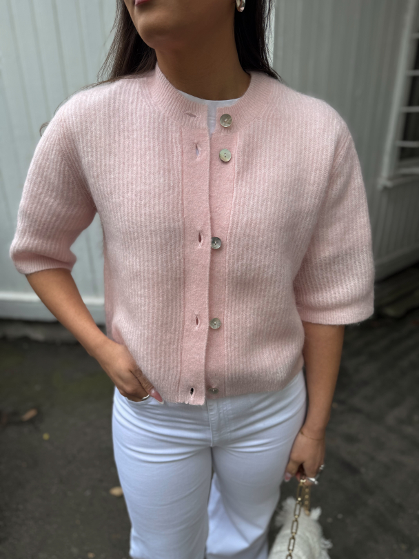Andrea Knit Rib Cardigan - Crystal Pink  - Image 1