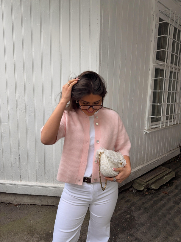 Andrea Knit Rib Cardigan - Crystal Pink  - Image 4