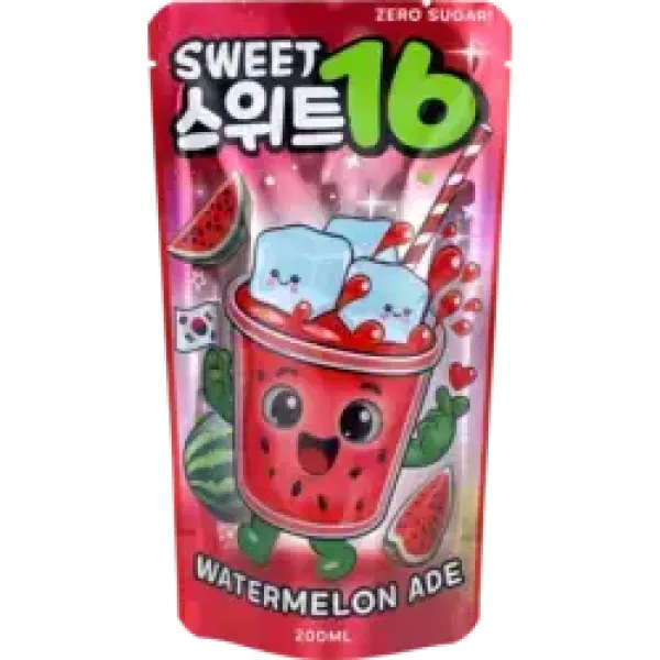 SWEET16 WATERMELON ADE ZERO SUGAR KOREAN POUCH DRINK 200ml