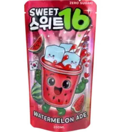SWEET16 WATERMELON ADE ZERO SUGAR KOREAN POUCH DRINK 200ml