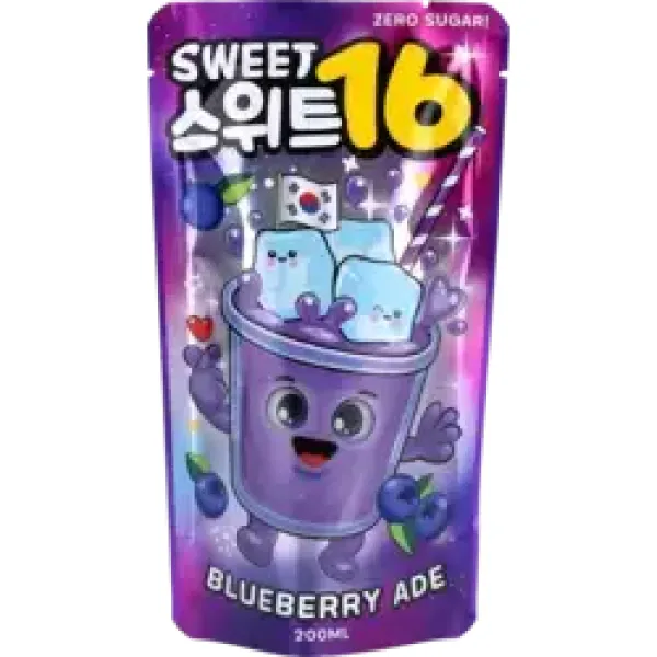 SWEET16 BLUEBERRY ADE ZERO SUGAR KOREAN POUCH DRINK 200ml