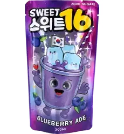 SWEET16 BLUEBERRY ADE ZERO SUGAR KOREAN POUCH DRINK 200ml