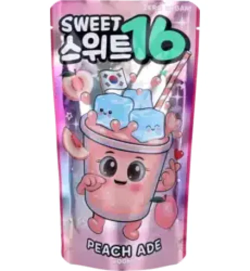 SWEET16 PEACH ADE ZERO SUGAR KOREAN POUCH DRINK 200ml