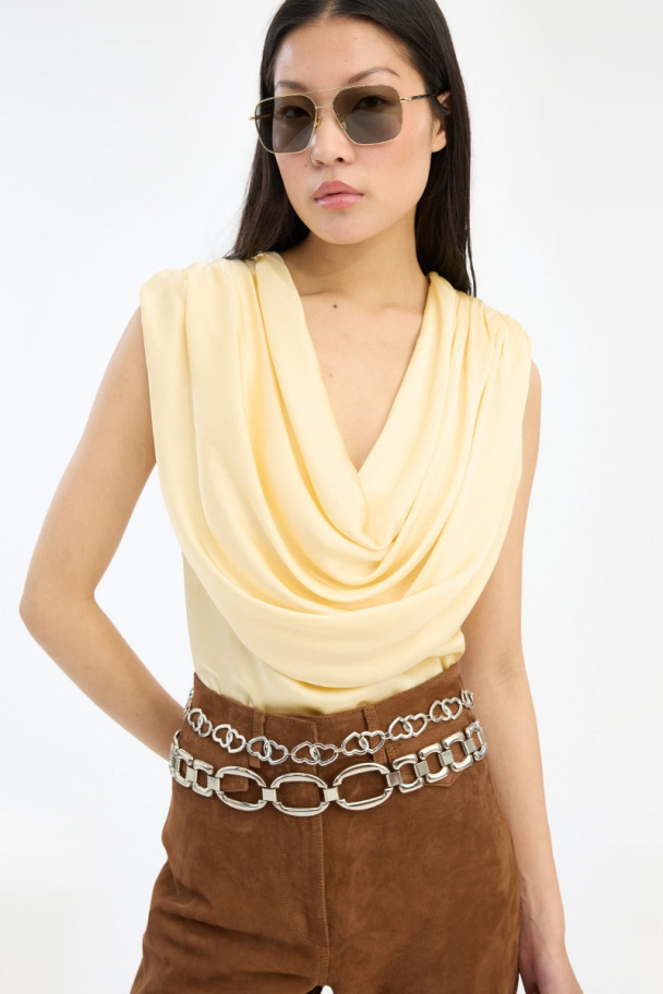 Chiffon Waterfall Top - Italian Straw - Image 3