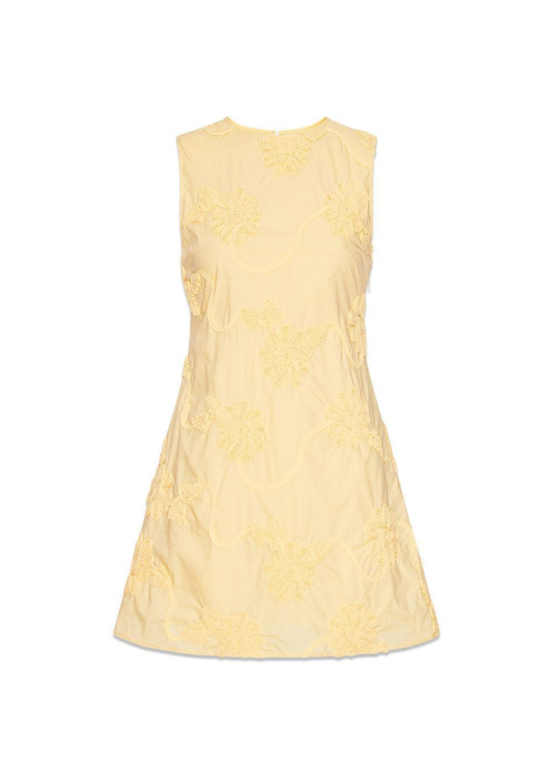 Flower Mini Flared Dress - Italian Straw  - Image 1