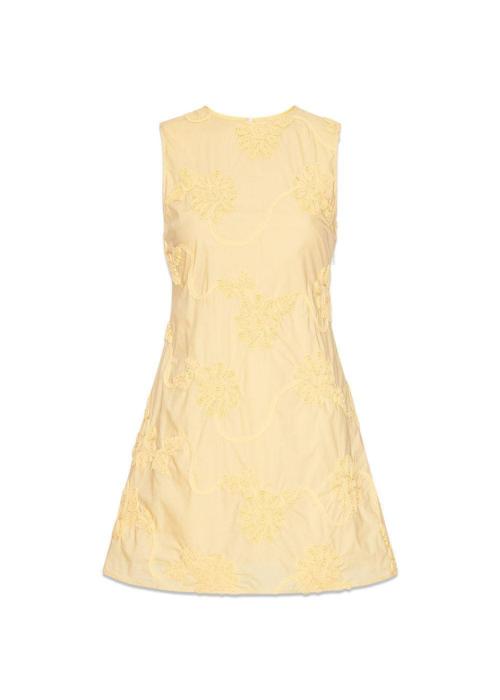 Flower Mini Flared Dress - Italian Straw 