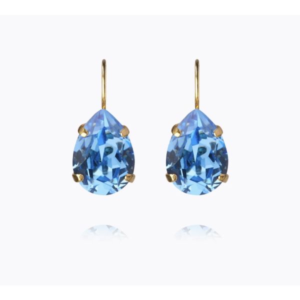 Mini Drop Clasp Earrings - Gold/ Recreated Iceblue 