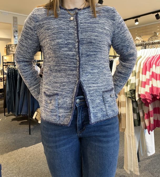 Strikkejakke 4102 Blå - Image 4