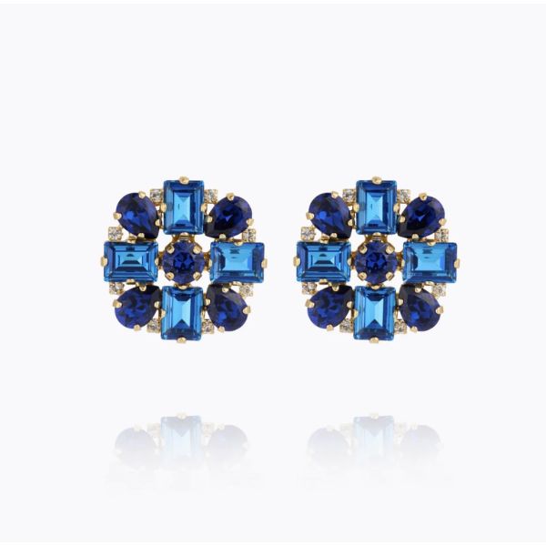 Diora Statment Earrings - Gold/ Recreated Blue Combo