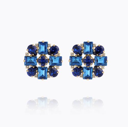 Diora Statment Earrings - Gold/ Recreated Blue Combo