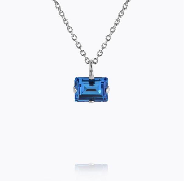 Diora Stud Necklace - Rhodium/ Recreated Iceblue