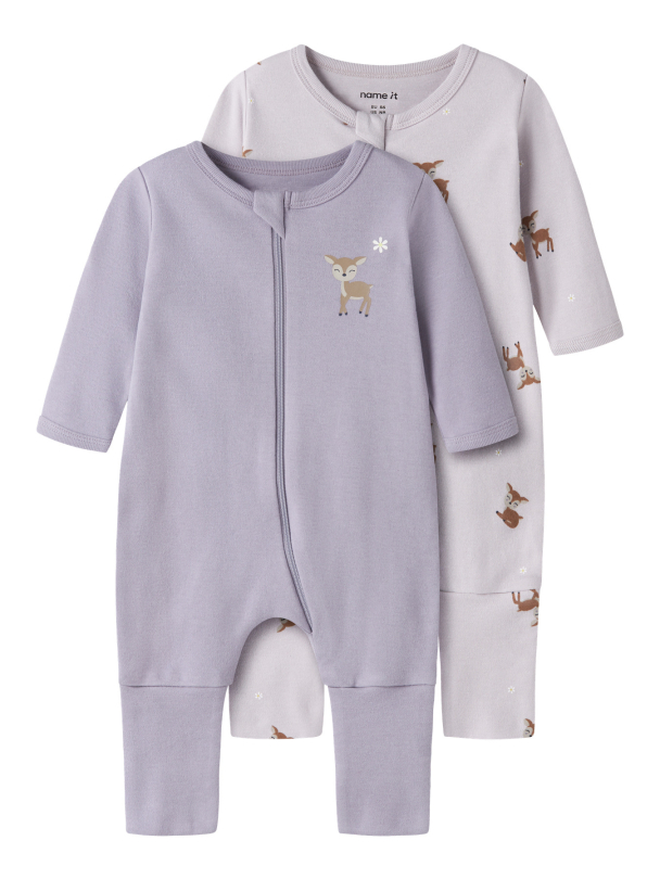 NBFNIGHTSUIT 2P ZIP FF LILAC DEER NOOS - Image 1
