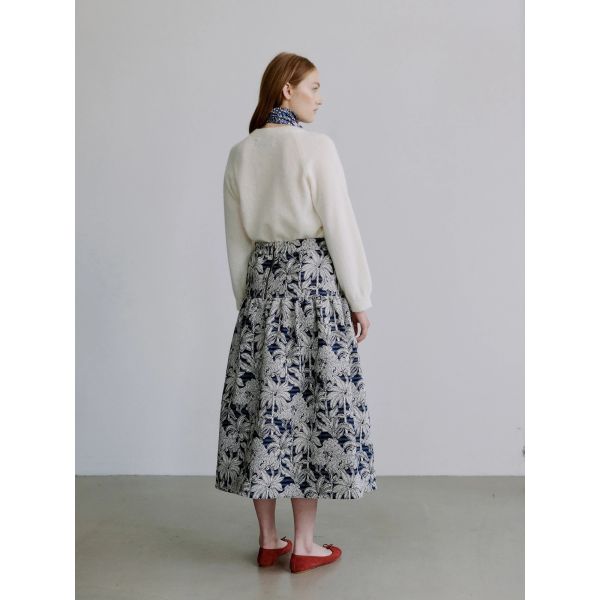 Bodil Skirt Blue Palm Escape 