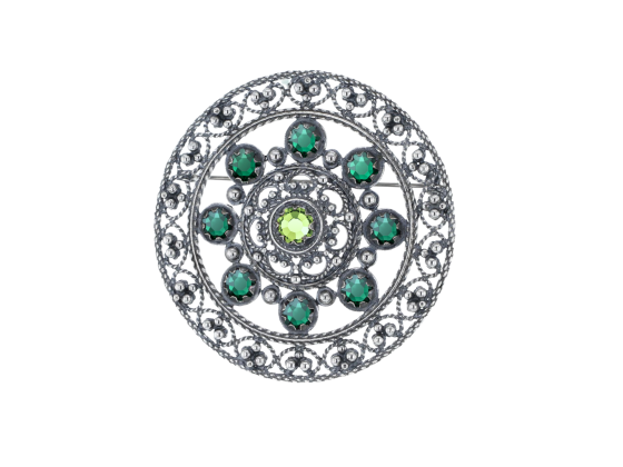 S&oslash;lje med krystaller, oksidert - Gr&oslash;nn 06 & Lysegr&oslash;nn 12