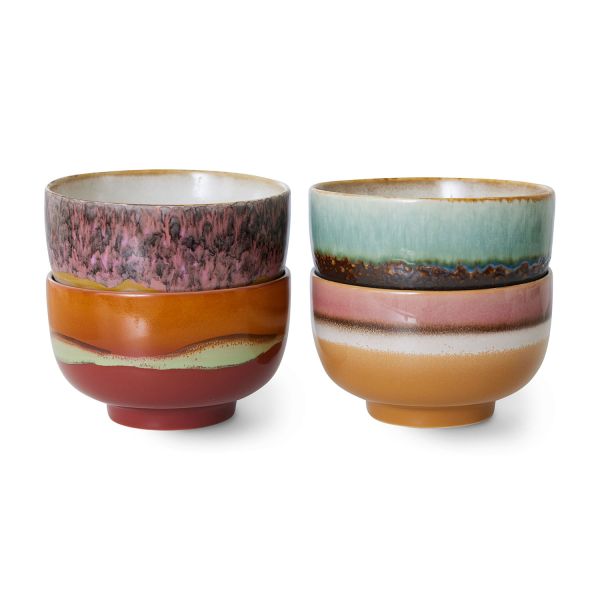 70s ceramics: noodle bowls geyser, set of 4