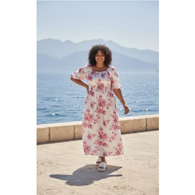 ALBA DRESS FLOWER CERISE LONG