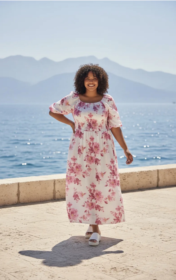 ALBA DRESS FLOWER CERISE LONG - Image 1