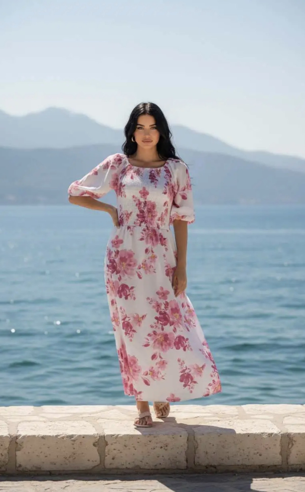 ALBA DRESS FLOWER CERISE LONG - Image 2