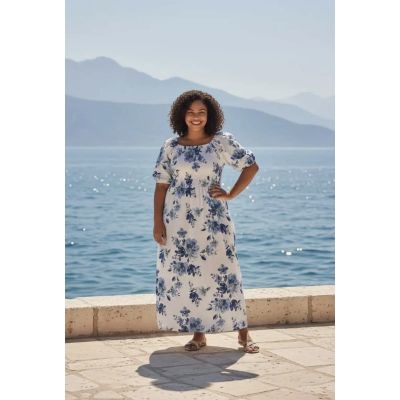 ALBA DRESS FLOWER CERISE LONG